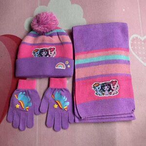 Pony Set Hat Scar And Glove Set For Girls